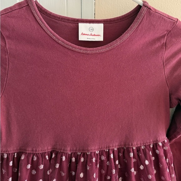 Hanna Andersson Girls Burgundy Polka Dot tulle Dress size 130 (8) - Picture 3 of 5